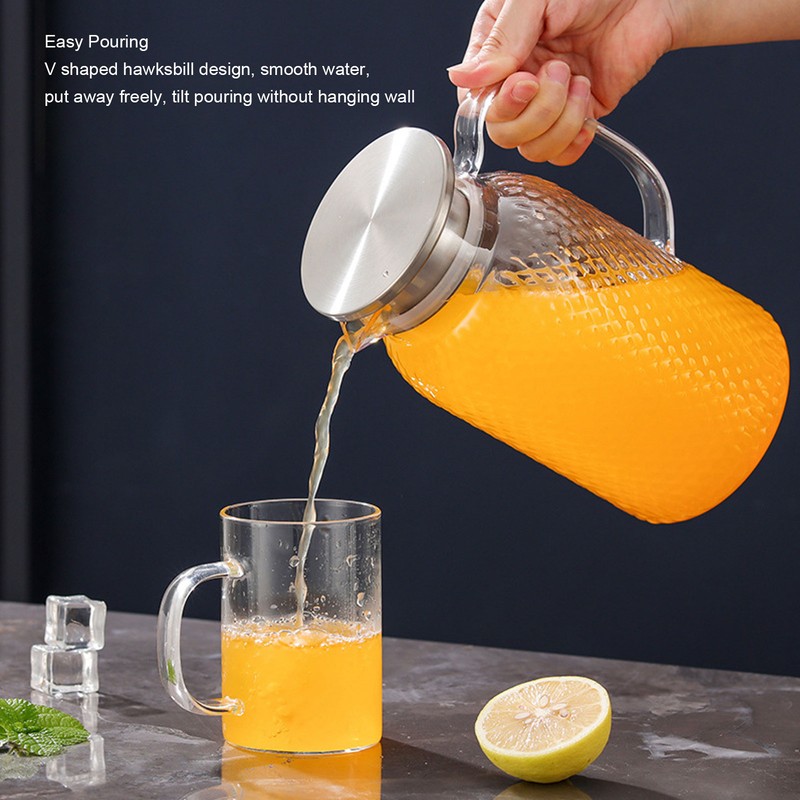 Water Pitcher with Lid and Handle 1500ml Acrylic Heat Resistant