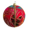 Aditi 10cm Hot Pink Bauble with Paisley Pattern & Bright