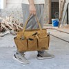 Durable 16OZ Waxed Canvas Tool Bag with Metal Frame, 15.5