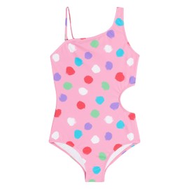 Kanu Surf Girls Beach Sport One Shoulder Side Cut UPF 50+ 1PC Swimsuit, Cori Pink