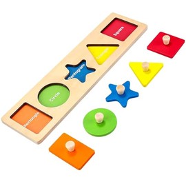 Primer Rompecabezas de Formas de Madera con Perillas Jumbo para Niños Pequeños de 1-3, Juguetes de Rompecabezas Montessori para Niños de 1-2 Años, Juguetes de Rompecabezas de Clavijas de