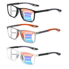 Hubeye 3 Packs Progressive Reading Glasses For Men Blue Light Blocking Square Reader TR90 Ultralight Flexible +2.5