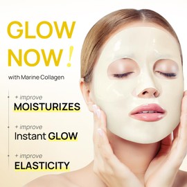 Bleuvél Collagen Face Mask, Real Deep Marine Collagen Overnight Face Mask for Glass Glow Skin - Elasticity, Firming, Hydrating & Moisturizing, 30g x 5ea (Pack of 1)