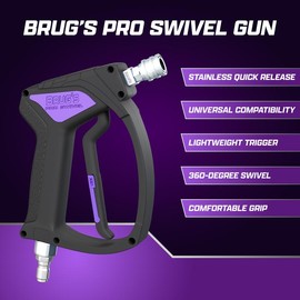 Brug's Pro Swivel Gun V2.0 | Short Wand for Pressure Washer + Nozzle | Auto Detailing:_Black/Purple