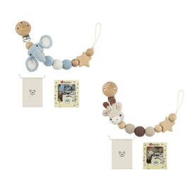 Pack of 2 Animal Design Dummy Chain Cup Catcher BPA-Free Safety Belt for Adjustable Pram Chain for Hanging Drinking Cup Holder Strap for Pushchairs