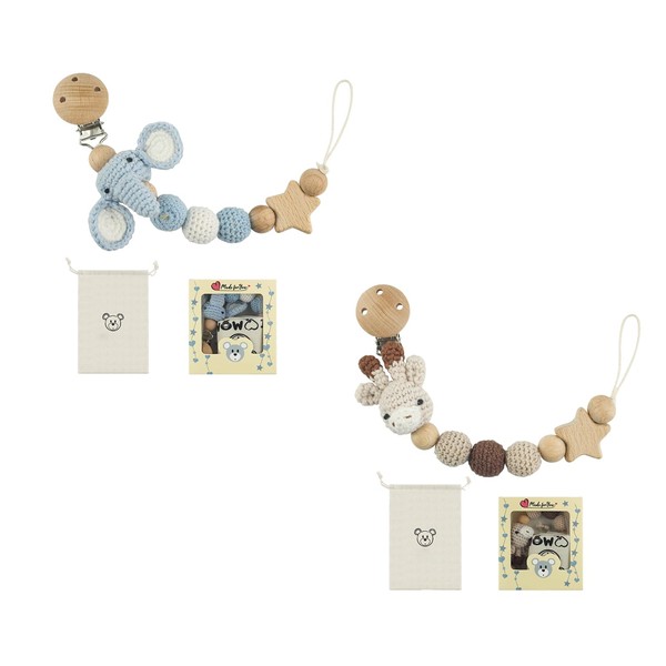 Pack of 2 Animal Design Dummy Chain Cup Catcher BPA-Free