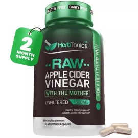 Herbtonics Apple Cider Vinegar Capsules with Mother | Detox & Digestive Health, Ex 3/2027