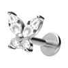 PIERCINGLINE Titanium Labret with Internal Thread Titanium Attachment Crystal Butterfly
