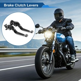Motoforti Short Long Brake Clutch Levers for Yamaha MT125 14-21 6 Positon Adjustable Motorcycle Handlebar Brake Lever Aluminum Alloy Black Handle Titanium End