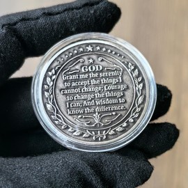 Serenity Prayer Sobriety Chip - Zinc Alloy AA Coin with 'Serenity is Not Freedom from The Storm' Design, 1.57" Motivational Token for Strength, Courage & Peace