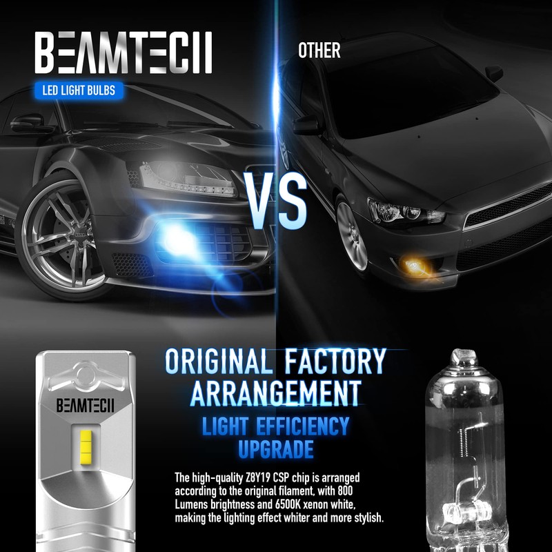 BEAMTECH H11 Led Fog Light Bulb, CSP Chips 6500K 800