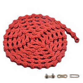zonkie Bicycle Chain 1-Way 1/2 x 1/8 Inch, 122 Links (Red)