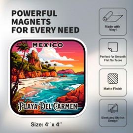 Playa del Carmen Mexico Magnet 4 inch 2 Pack Vinyl for Souvenir Gift Refrigerator Fridge Dishwasher ID 44999