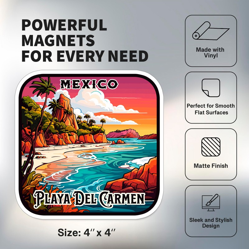 Playa del Carmen Mexico Magnet 4 inch 2 Pack Vinyl