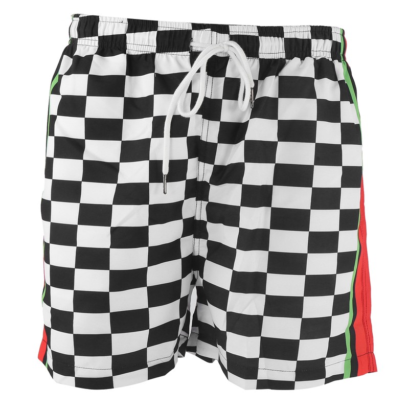 Summer Breathable Beach Shorts Men Black White Plaid Fashionable Casual
