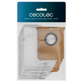 Cecotec 5 Sacchetti - Accessori di Ricambio per Aspirapolvere Conga 15090/16090. Compatibili con Base di Autovuotamento del Robot Aspirapolvere e Lavapavimenti Conga 15090/16090, Accessori Aspirazione
