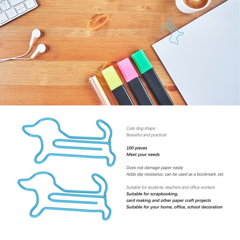 100pcs Dog Shaped Paper Clips Slip Resistance Exquisite Cute Paper