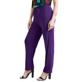 Jostar Women's Elastic Waist Pants – Pull On Stretch Basic Soft Casual Trouser 5000BN-ARS1 Purple XL