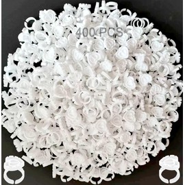 Glue Rings, 400 PCS Glue Rings for Eyelash Extensions, Lash Rings for Glue, Disposable Smart Glue Cups Lash Glue Holder Ring Cup, Volume Heart Shape Blossom Ring Fanning Cups for Eyelash Extensions