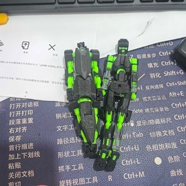 Giggiftrio Assembled 5.54'' 3D Printed T13 Stick Action Figure – Articulated Titan13 Mech with 12 Accessories – Dummy 13 Inspired Robot Toy – Desktop Display or Collectible Gift (Black-Green)