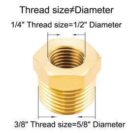 Joywayus Reducer Hex Bushing Brass Reducing Cast Pipe Fitting 3/8" NPT Male x 1/4" NPT Female Adapter(Pack of 5)