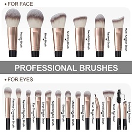 Brochas de Maquillaje MAANGE 18 Piezas Set de Brochas para Maquillaje Profesional Juego de Brochas Kabuki Sintético Premium Sombra de Ojos en Polvo pa
