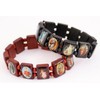 Set Of Two 2 Wood Holy Saints Bracelet Rosary,Jesus, Ann Rita, Mary- BR14/15