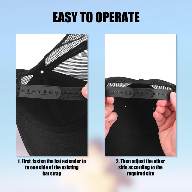 2 Pack Hat Extender, 7 Holes Cap Strap Replacement Adjustable