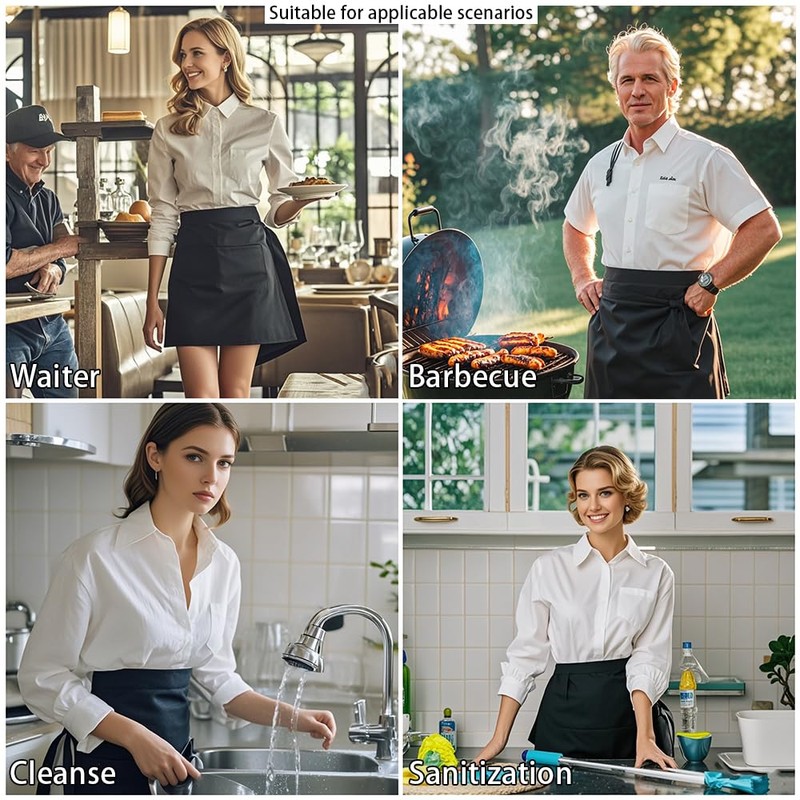 ARKBAODAN 10pcs Server aprons with 3 pockets - Reinforced tailor