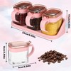 Lemecima 3 Pcs Pink Sugar Coffee Container Set Glass Condiment