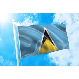 DMSE Saint Lucia St. Lucia Caribbean Island Flag 3X5 Ft Foot 100% Polyester 100D Flag UV Resistant (3' X 5' Foot)