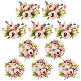 NUPTIO Flower Ball Arrangement Bouquet: 10 Pcs 9.4 inch Diam Light Pink Faux Peony Flowers Balls for Wedding Centerpiece Decorations Fake Peonies Artificial Flower Centerpieces for Tables