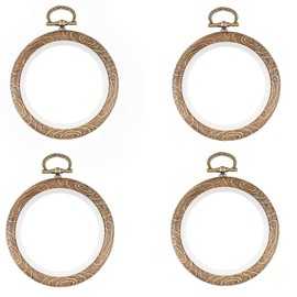 4PCS 6 inch Circular Round Embroidery Ring Hoops Display Stand Frame Circular, Cross-Stitch Ring Imitation Wood Embroidery kit for Craft Sewing and Holiday Decorations