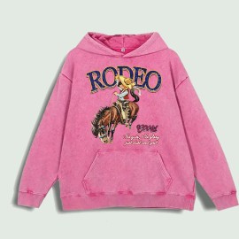 Rodeo Spirit Graphic Hoodie 100% Cotton US Warehouse 6 ColorsColor: Red, Size: L