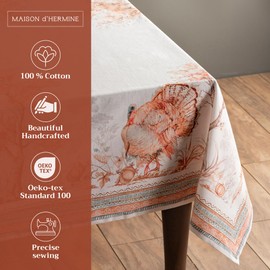 Maison d' Hermine Tablecloth 100% Cotton 60"x60" Washable Square Table Cover Decorative Tablecloths for Gifts, Dining, Buffet Parties & Camping, Giving Thanks - Thanksgiving/Christmas