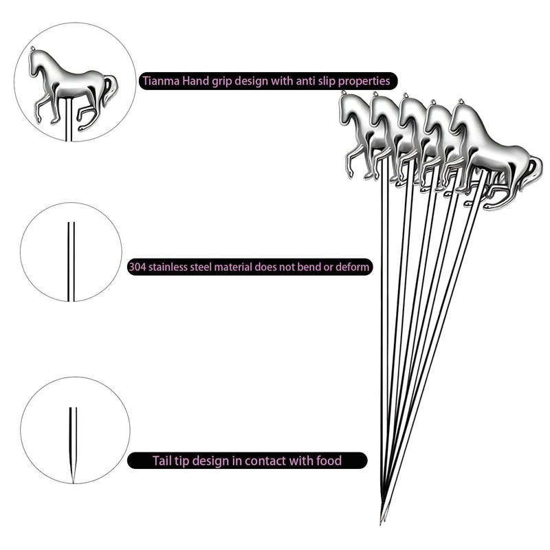 Natrspax 10 PCS Horse Cocktail Picks, Metal Cocktail Picks, Cocktail