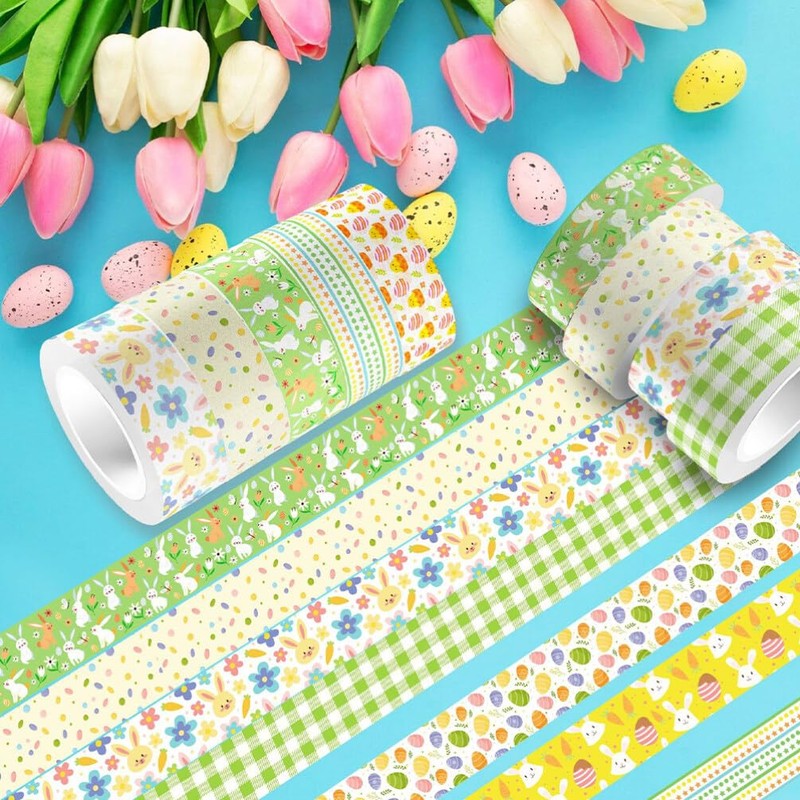 SEWACC Easter Washi Tape:12 Rolls Spring Flower Masking Tape Happy