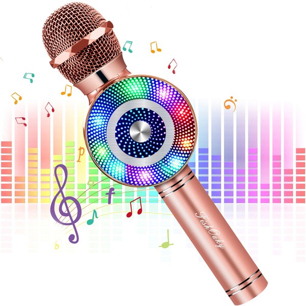 FISHOAKY Mircophone Karaoke sans Fil, 4 en 1 Portable Micro Karaoké Bluetooth pour Enfants Adultes Chanter, Fête de Noël, Cadeaux de Noël pour Les Enfants, Compatible avec Android iOS Smartphone
