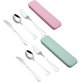 8 Pcs Travel Cutlery Set Exquisite Travel Cutlery Set with Case Portable Camping Cutlery Set Suitable for Camping Outdoor Adventures Travel Picnic School Office Everyday Use