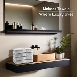 Makooz Premium 700 GSM Hand Towels for Bathroom 2 Pack – 100% Natural Ring-Spun Egyptian Cotton – Luxurious Ultra Soft, Quick Dry, Absorbent, Plush Bath Guest Towel Set, Home Hotel Spa - Cream 50x85CM