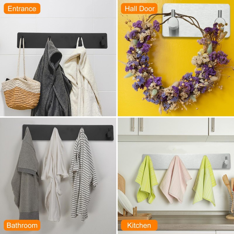 HARFINGTON Self Adhesive Hook Waterproof Stainless Steel Coat Shower Robe