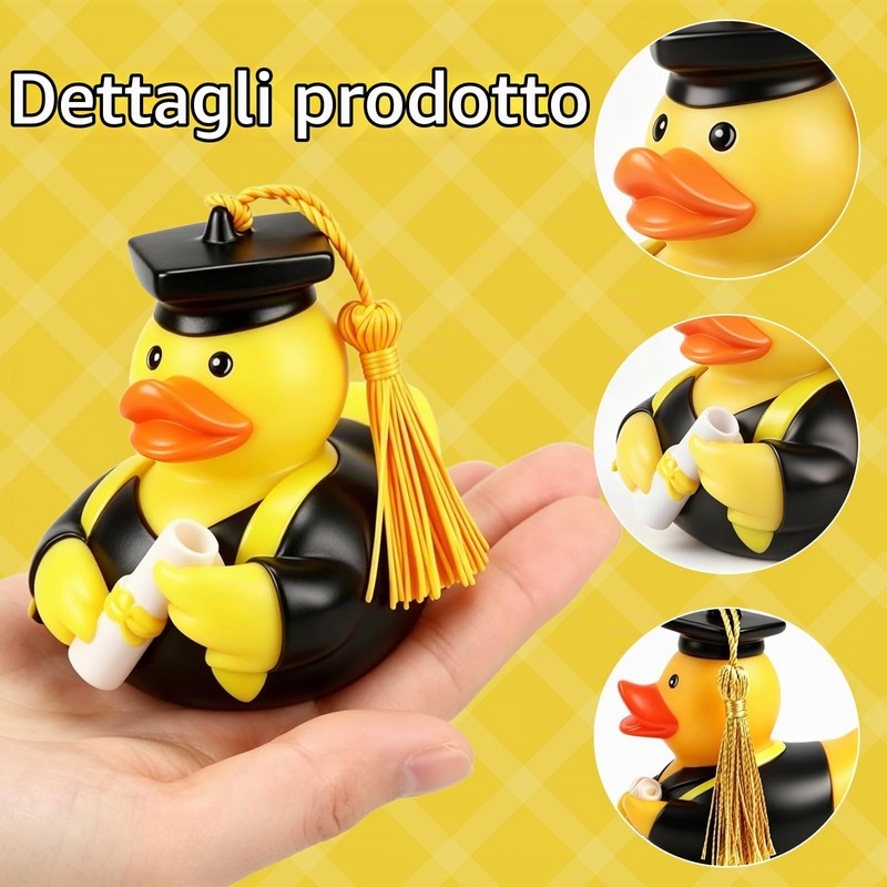 JOVYTH Papera di Gomma con Diploma e Cappello, Paperella Bagnetto