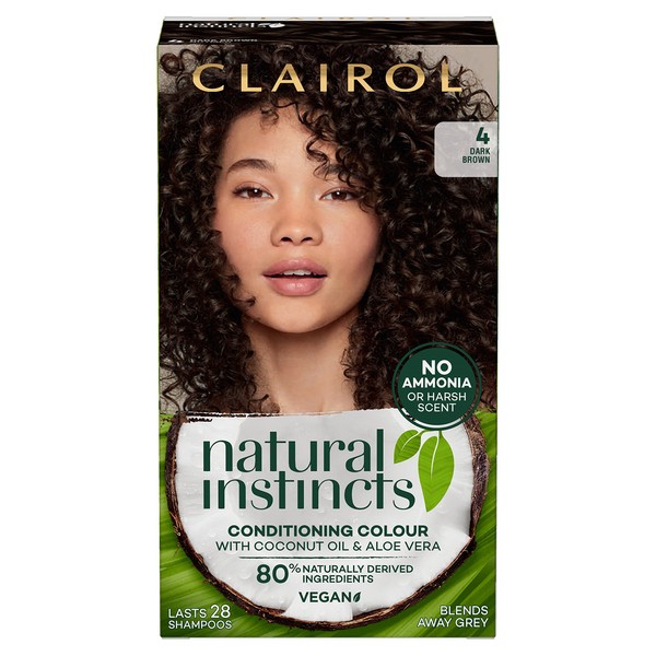 Clairol Natural Instincts Semi-Permanent No Ammonia Hair Dye, 4 Dark Brown