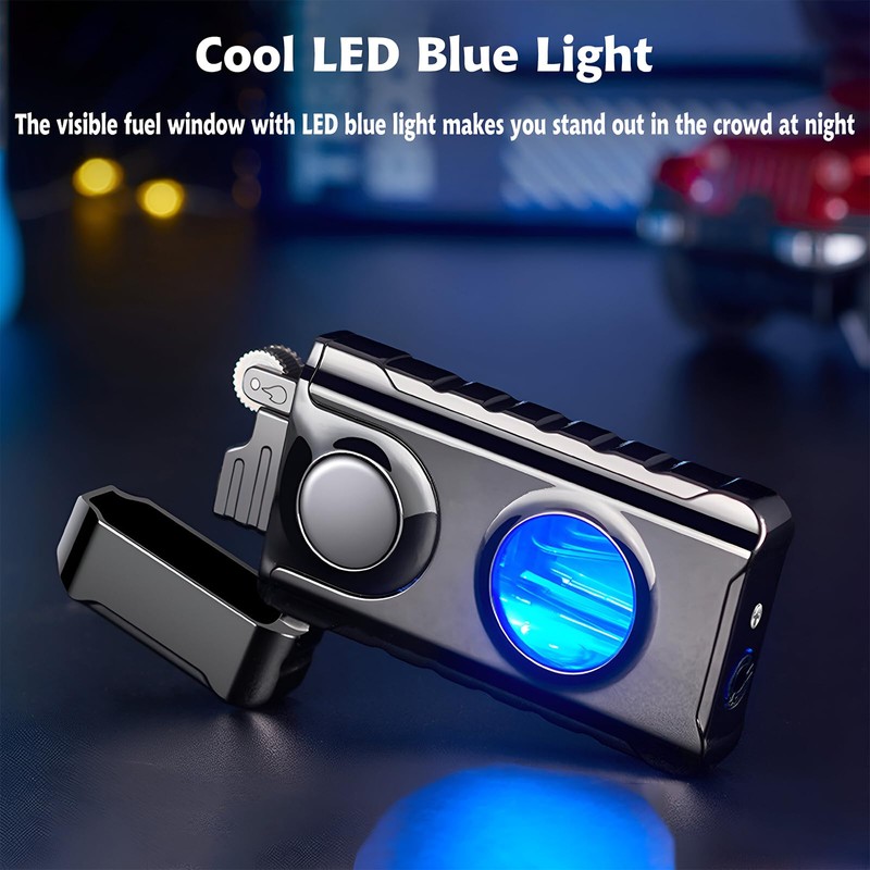 Torch Lighter, Creative Dual Flame Lighter with 6pcs Flint Stone,