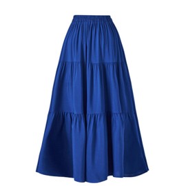 OSTOO Women's Summer Long Flowy Renaissance Skirt with Pockets - Boho High Waist A-Line Maxi Skirt（Royal Blue,XL