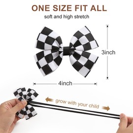 Fancheer Baby Girls Racing Checkered Flag Bow Headband Infant Toddler Birthday Party Dress Up Hair Accessories