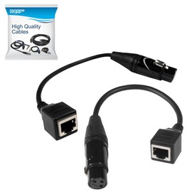 HQRP 2-Pack 3-Pin XLR Female to RJ45 Adapter, RJ45 to XLR DMX Cable, Network Connector Extension Cable Compatible with DMX-CON Controller Series for LED RGB Strips, Stage and Recording Studio, 8 Inch