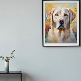 WUIVCTR Dog Art Paint by Numbers for Adults Beginner, Labrador Retriever, Pets Paint by Number Kits on Canvas, 16x20inch, Without Frame