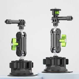 Photoys 360-Degree Rotating Suction Cup Car Mount for Car Dashboard Windshield Vehicle Sunroof Compatible with GoPro DJI Action Insta 360 Cameras, with Gopro Adapter and 1/4 Screw Interface