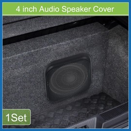 A ABSOPRO Universal 4 Zoll Auto Lautsprecher Gitter Abdeckung Mesh Square 4 Zoll Audio Lautsprecher Subwoofer Guard Protector Case mit Befestigungsschrauben ABS Schwarz - 1 Stück Ersatz